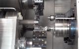 Machining shafts in multiturret lathe using tailstock and Gantry