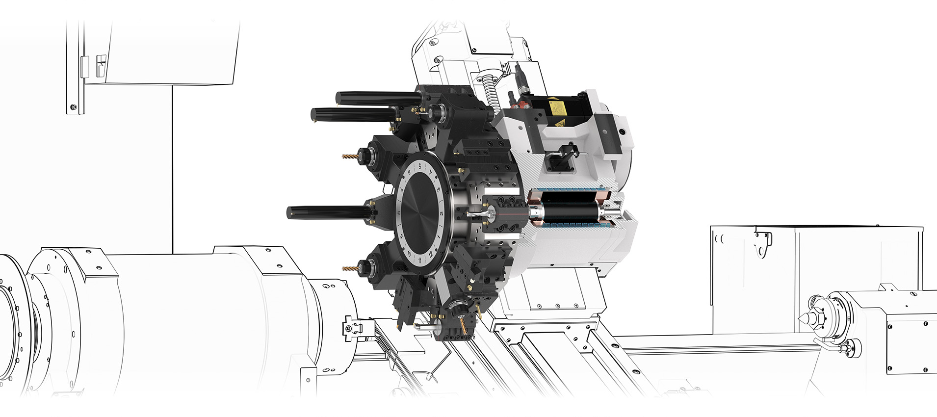 TURRET WITH A BUILT-IN MOTOR