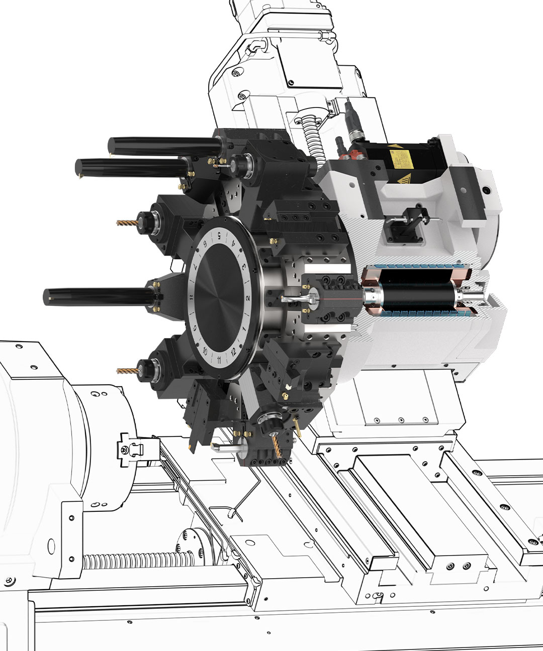 TURRET WITH A BUILT-IN MOTOR