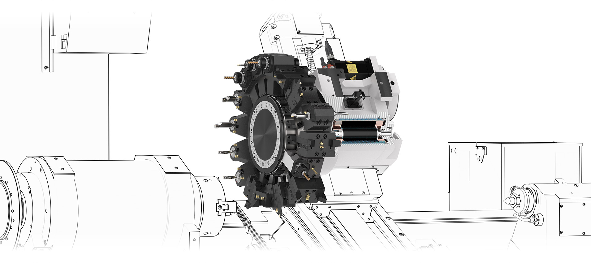 TURRET WITH A BUILT-IN MOTOR