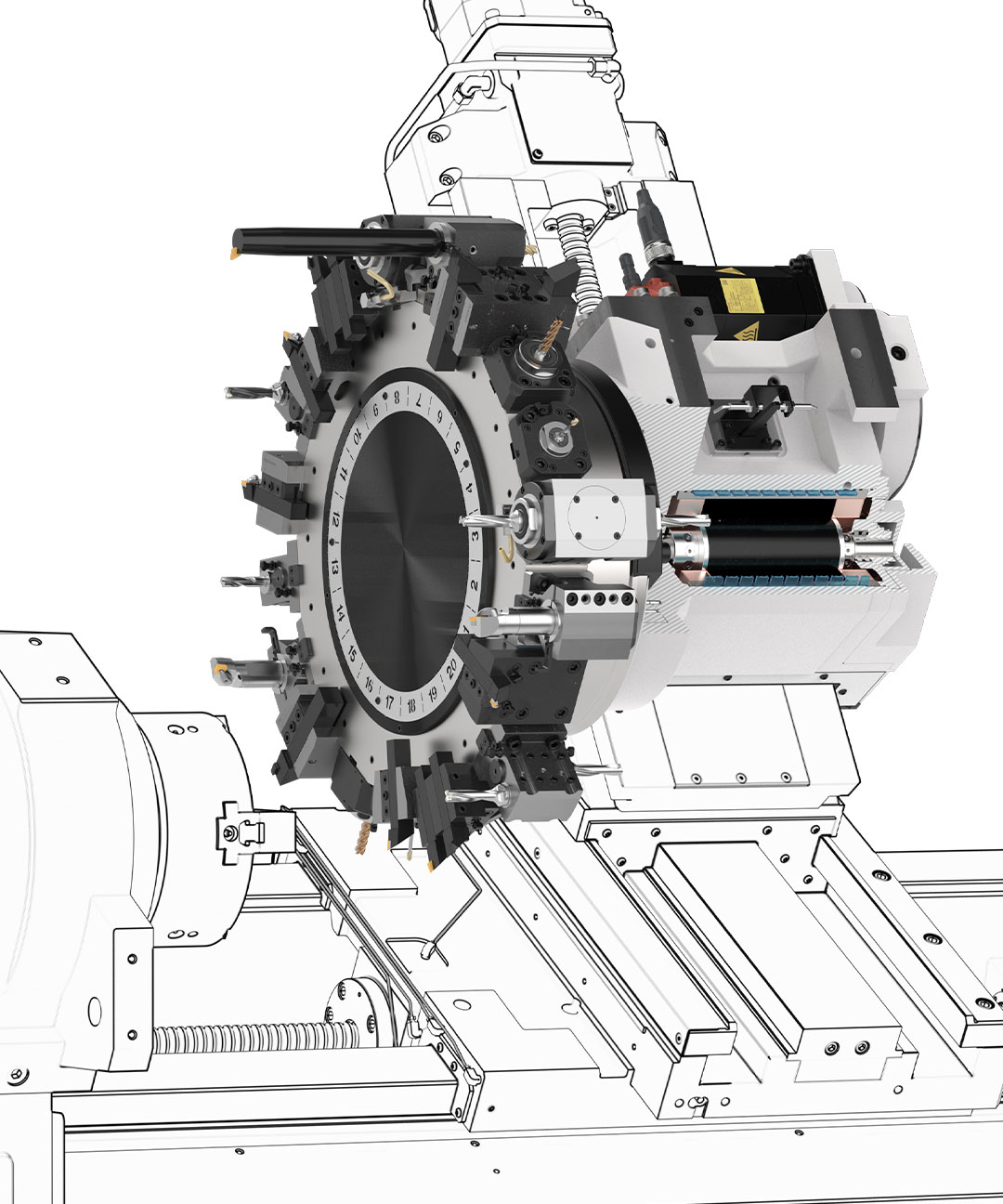 REVOLVERHOVED MED INDBYGGET MOTOR